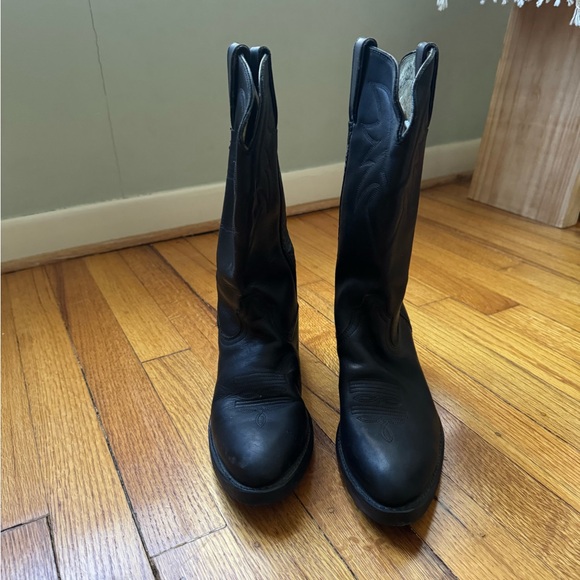 Durango Black Leather Cowboy Boots - Picture 2 of 5